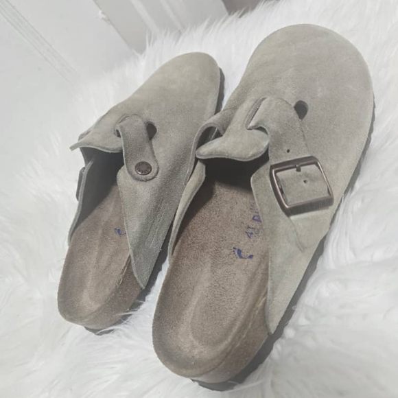 Birkenstock Boston BS Suede Leather Soft Footbed Taupe Sandals Size L-10 M-8 main image 10